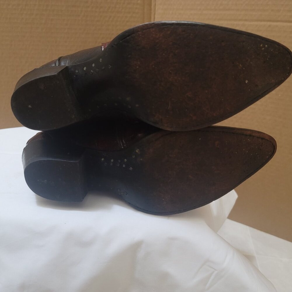 Women's Quill Ostrich Cowboy Boots size 8, Burgundy - Picture 9 of 11